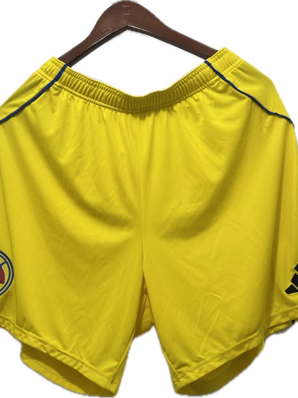 adidas Men’s Bright Yellow Athletic Shorts with Navy Trim
